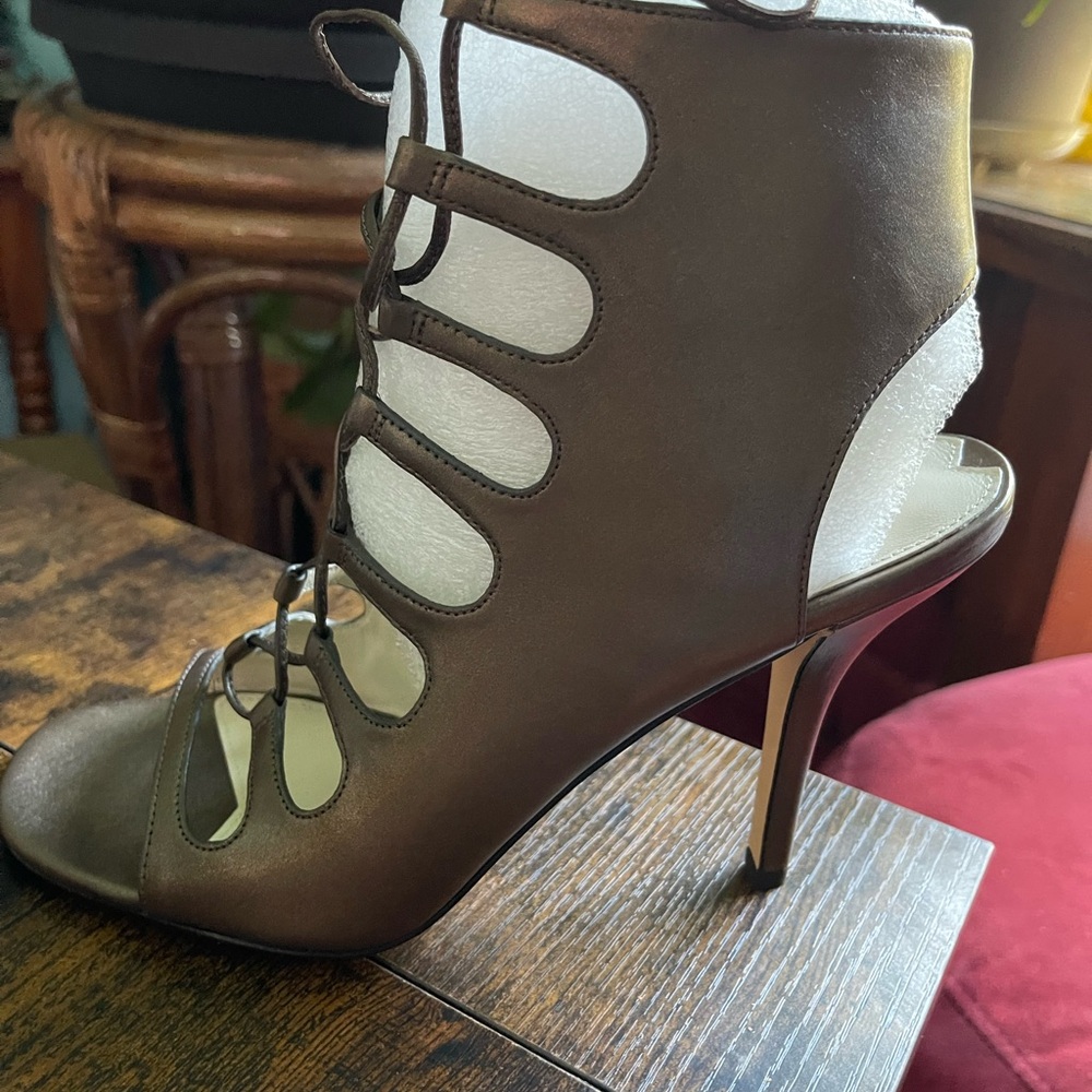 Elegant Brown Lace-Up Heels